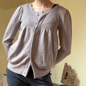 Vintage 100% Merino Snap Cardigan, K.A.7 by Katayone Adeli for Seven7, Lavender